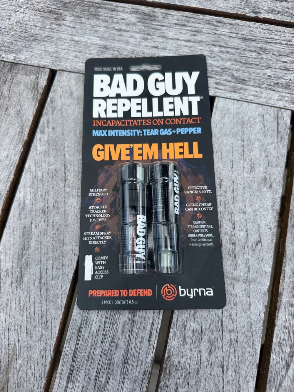 Bad Guy Repellent Give'em Hell Pepper Spray - Black (2 Pack)